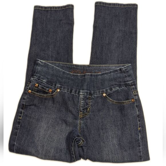 JAG Jeans pull-on, dark blue wash, high rise straight leg jeans, 4P - Picture 2 of 10